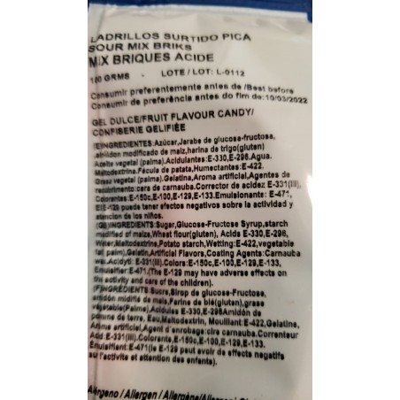 Bonbon halal au kilo - grossiste bonbons - grossiste Dulceplus Bonbon Halal Dulceplus - Mix briques acides 100gr