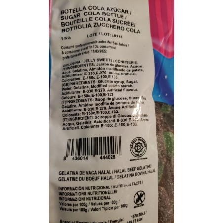 Bonbon halal au kilo - grossiste bonbons - grossiste Dulceplus Dulceplus Bouteille cola sucrée sachet de 1kg