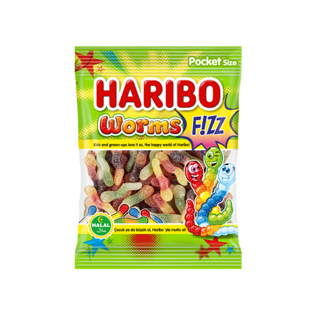 bonbon haribo - grossiste bonbons - Vers Haribo halal Fizz sachet 100g